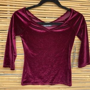 Spandex material purple-red long sleeve shirt